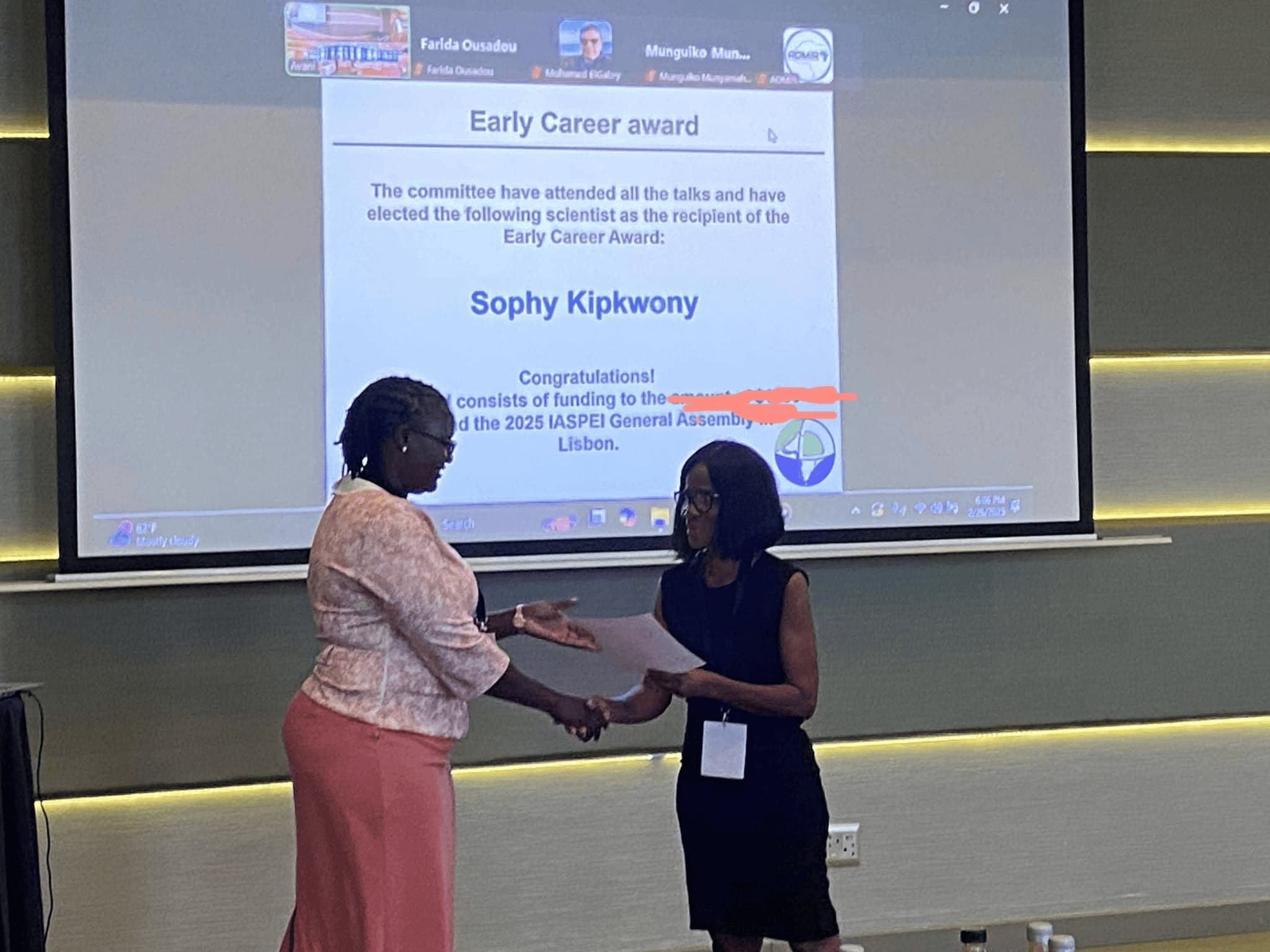 Best Presentation Award at the 4th General Assembly